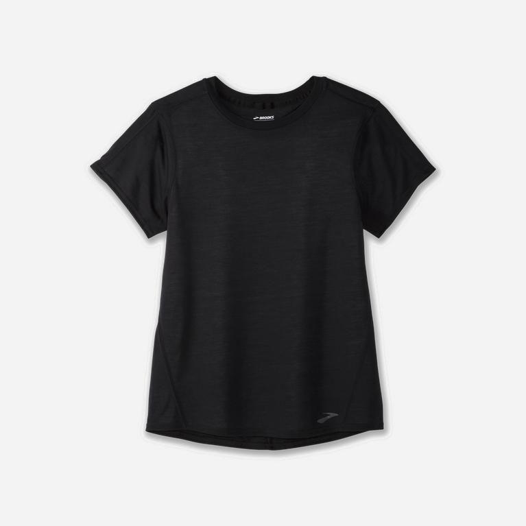 Brooks Women's Distance Short Sleeve Running Shirt Singapore - Black (31457-JULK)